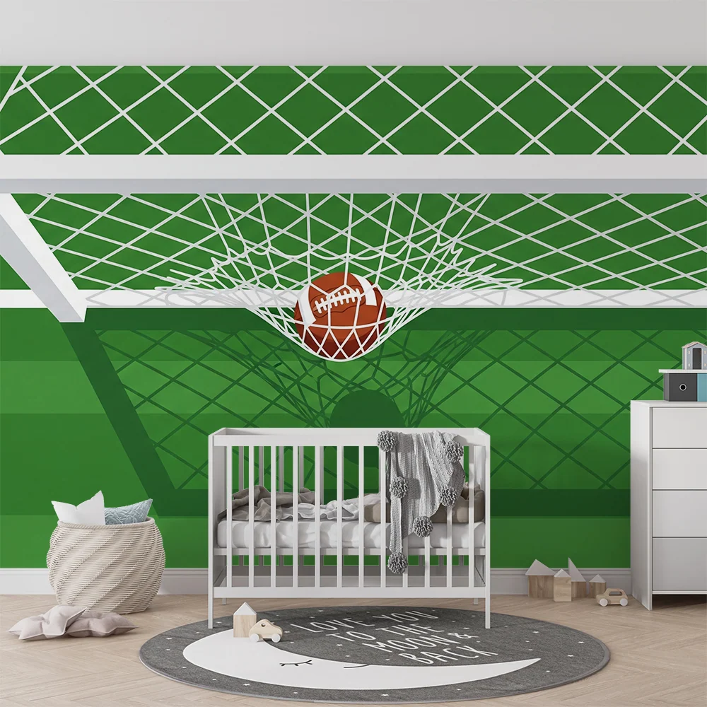 Tapet pentru camera copilului | Poartă de fotbal cu minge pe teren verde