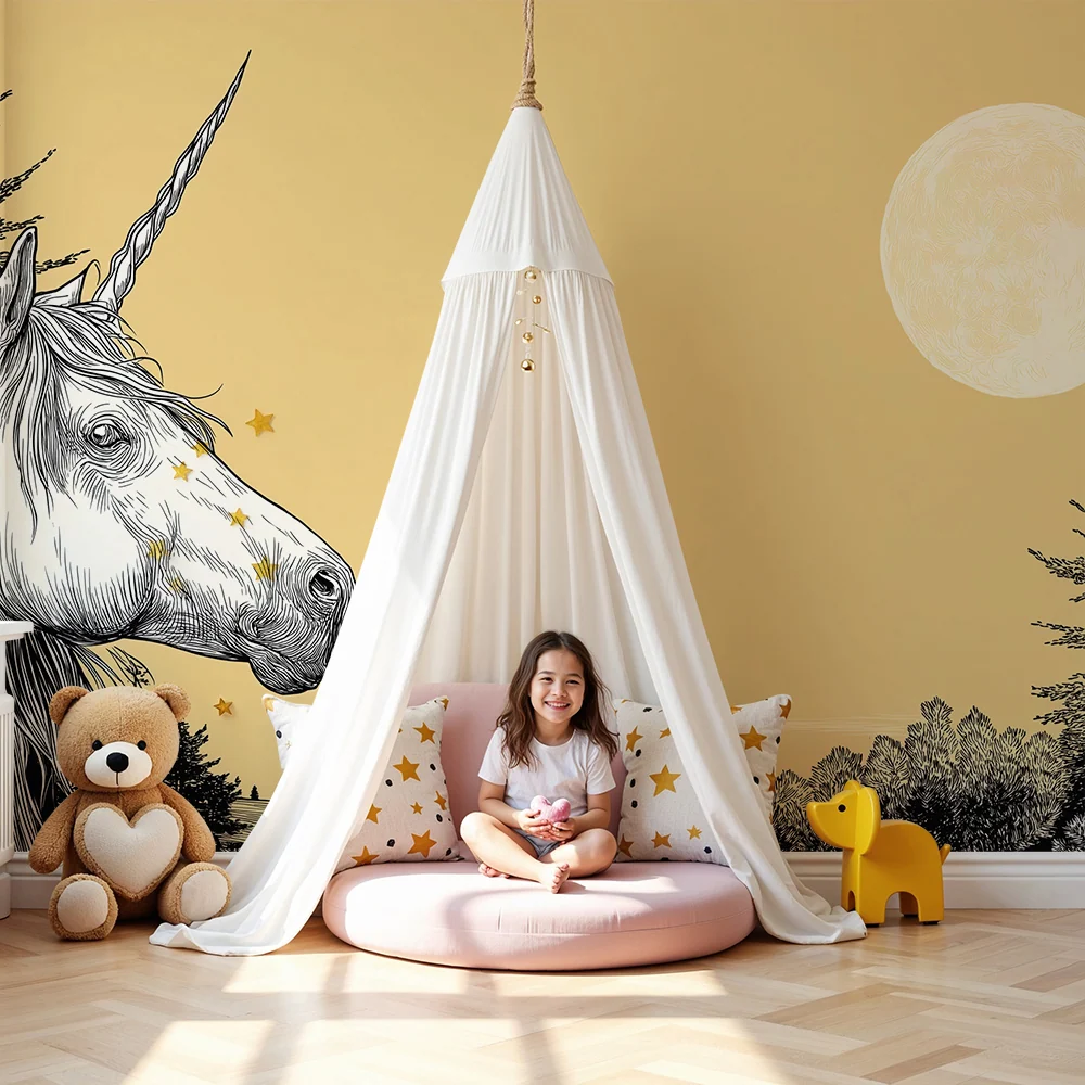 Tapet pentru camera copilului | Unicornul măreț sub luna plină
