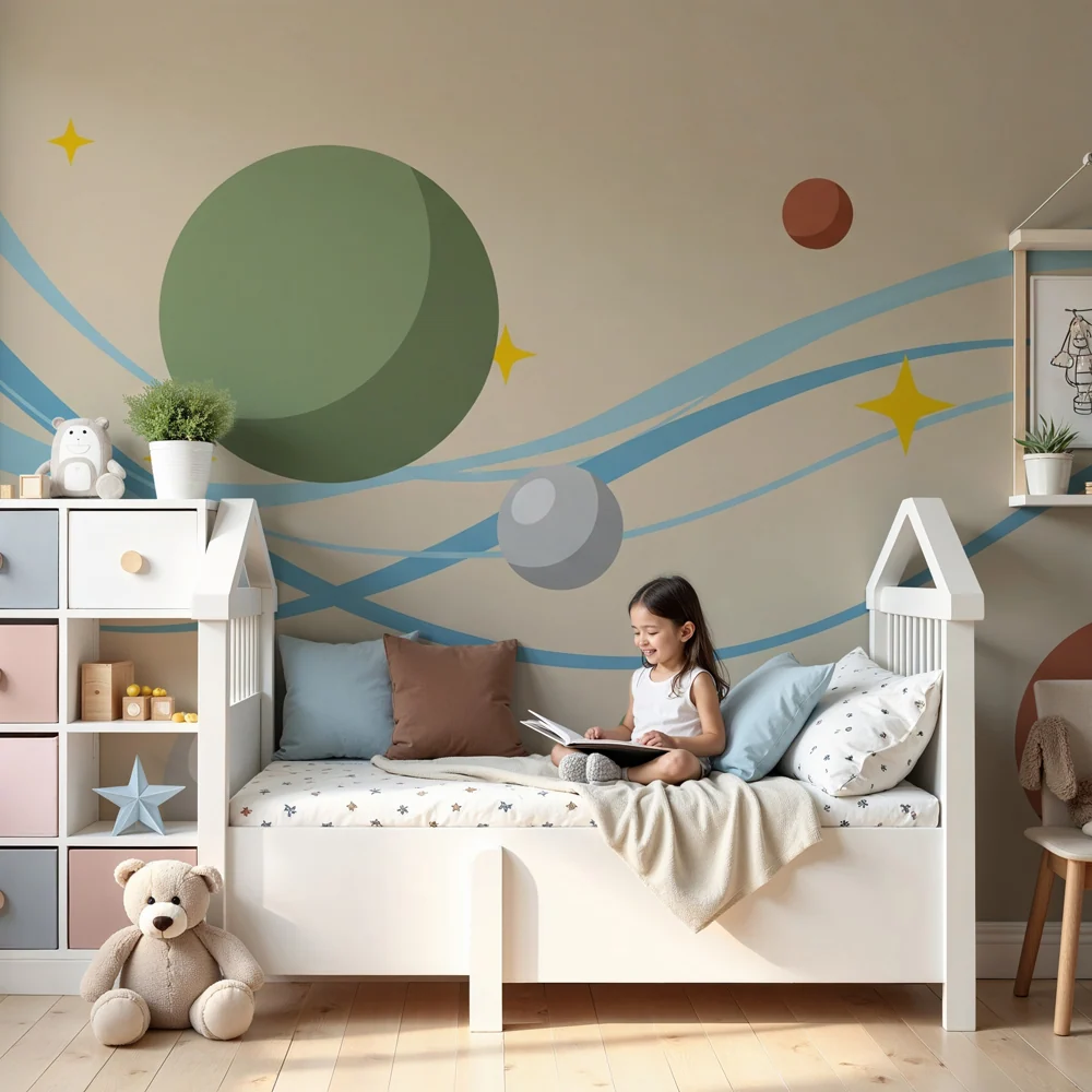 Tapet pentru camera copilului | Univers colorat și dinamic