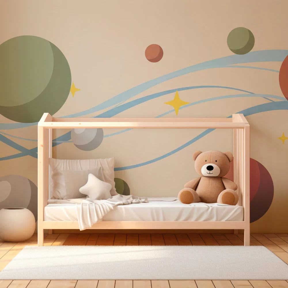 Tapet pentru camera copilului | Univers colorat și dinamic