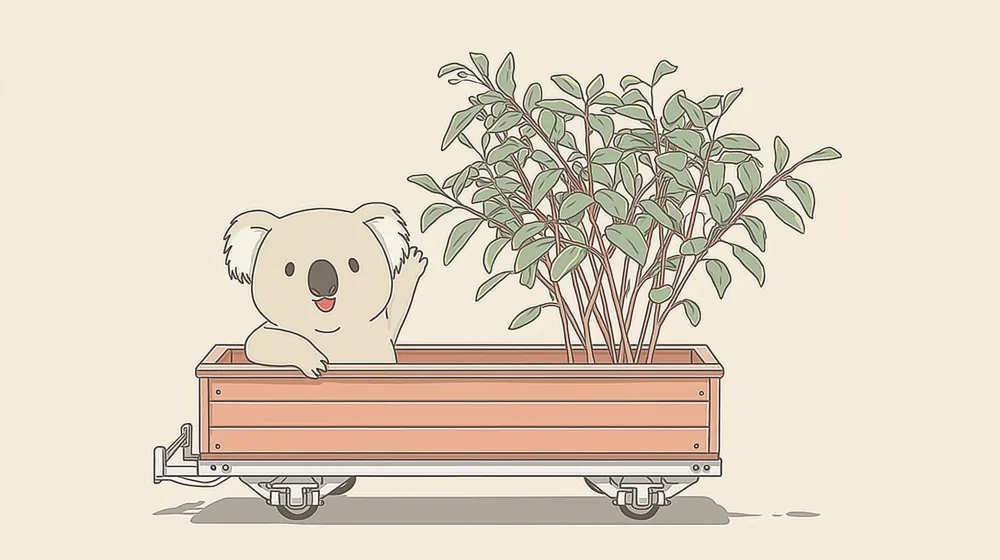 Tapet pentru camera copilului | Ursuleț Koala drăguț cu plantă