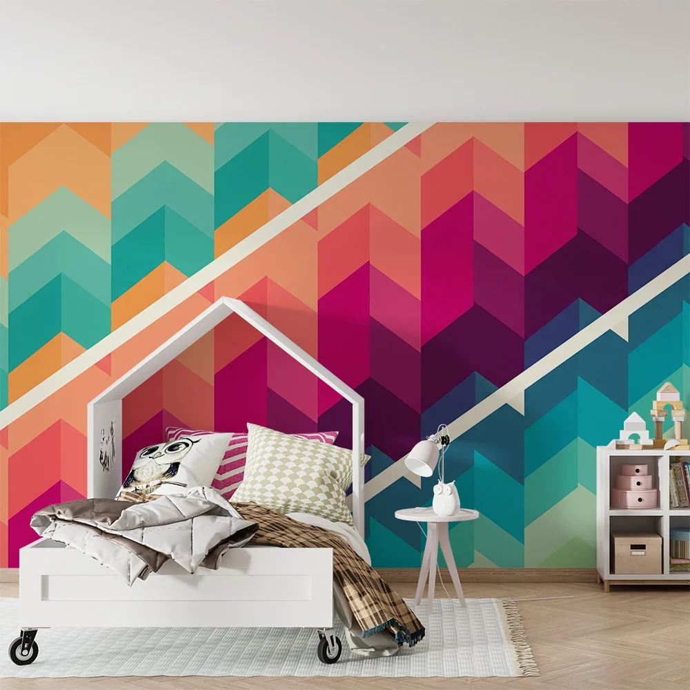 Tapet pentru camerele copiilor | Modele geometrice în zigzag