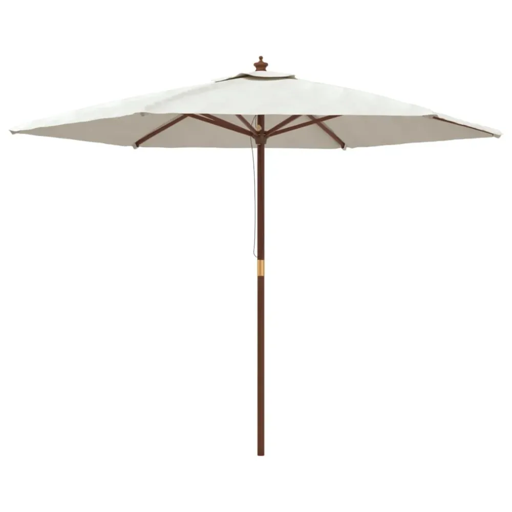 Umbrelă de soare de grădină stâlp din lemn, nisipiu, 299x240 cm