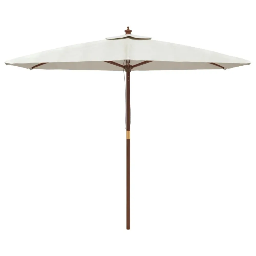 Umbrelă de soare de grădină stâlp din lemn, nisipiu, 299x240 cm