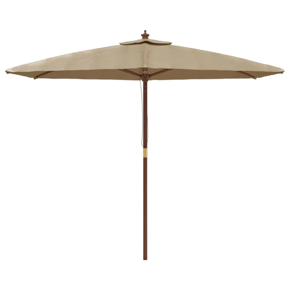 Umbrelă de soare de grădină stâlp de lemn, gri taupe, 299x240cm
