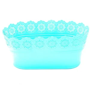 Vas decor din metal, bleu, D2602