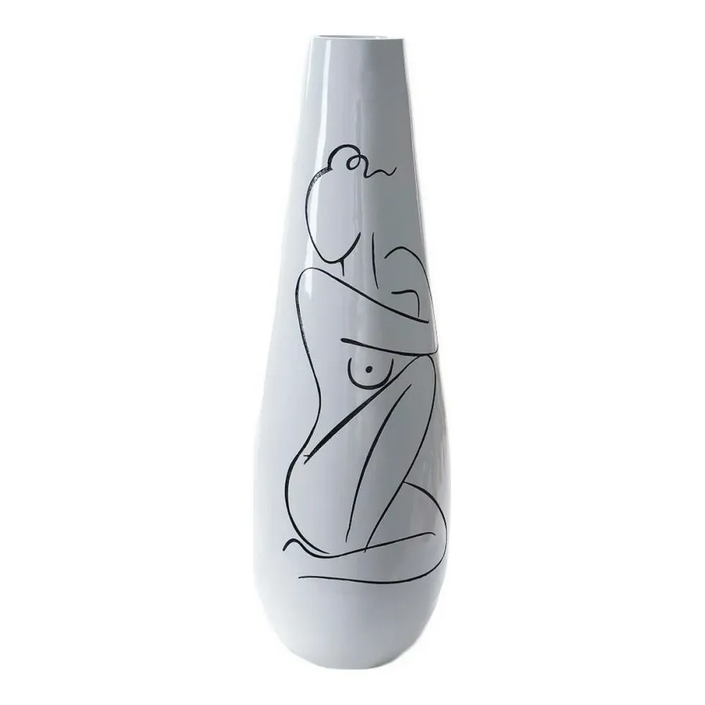 Vază DKD Home Decor Abstract Alb Rășă Modern (31.5 x 31.5 x 95.5 cm)