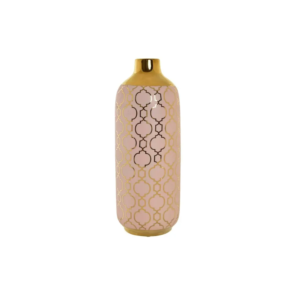 Vază DKD Home Decor Porțelan Roz Auriu* Oriental (15 x 15 x 41,5 cm)