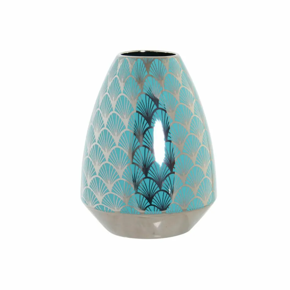Vază DKD Home Decor Turquoise Porțelan Oriental (18 x 18 x 24 cm)