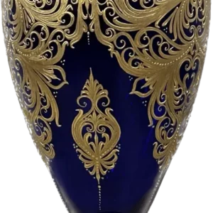 Vaza din cristal taiat art cu decor din aur pur VASO_ORO1