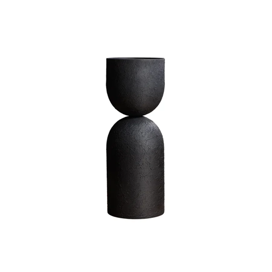 Vaza neagra din fier 55 cm Sandglass