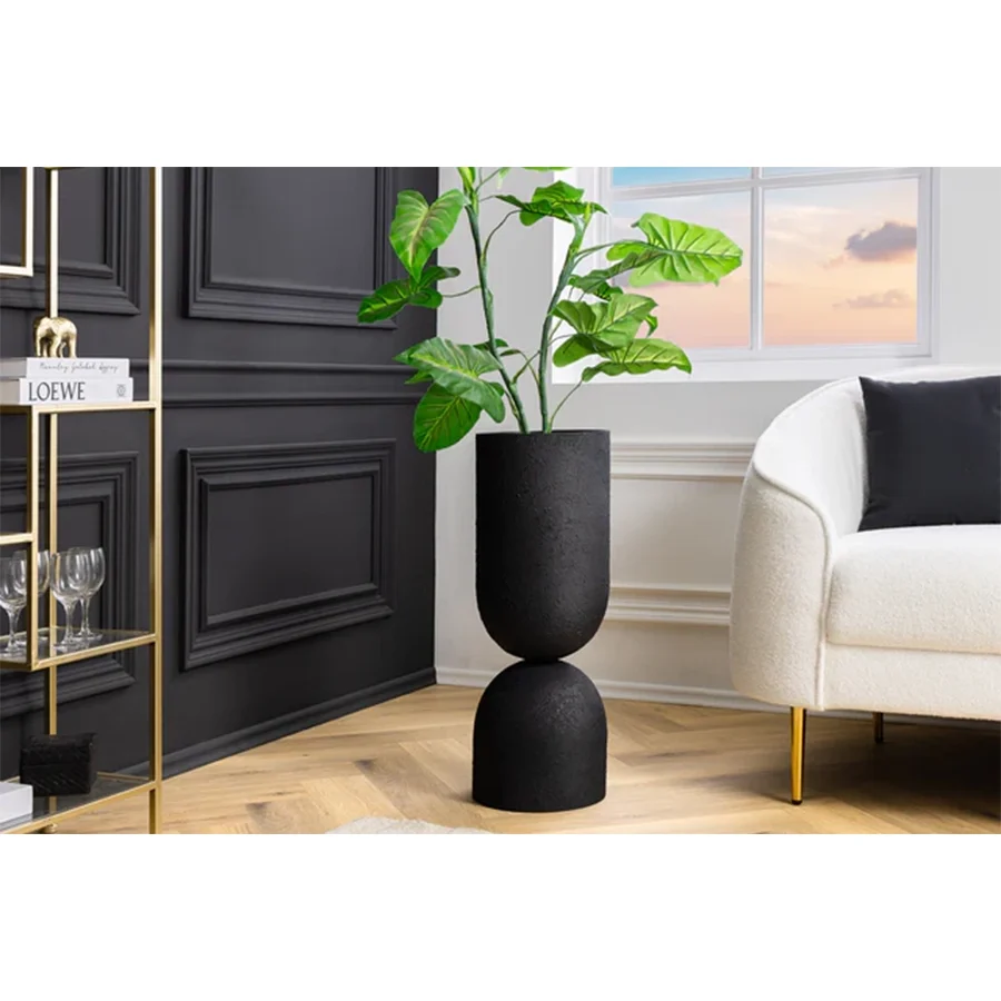Vaza neagra din fier 55 cm Sandglass