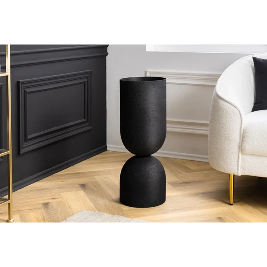 Vaza neagra din fier 55 cm Sandglass
