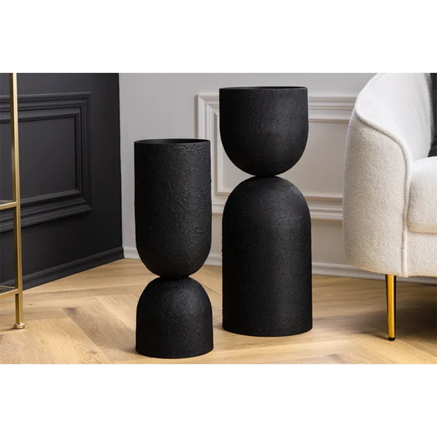 Vaza neagra din fier 55 cm Sandglass