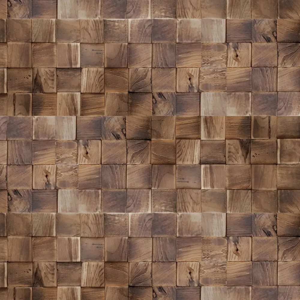 WOOD DECOR Set 10 panouri perete Burnt Cubes