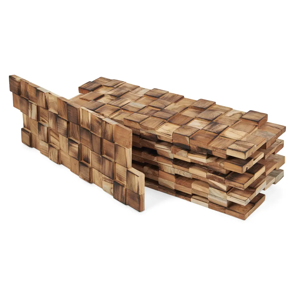 WOOD DECOR Set 10 panouri perete Burnt Cubes