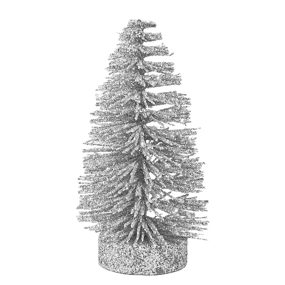 X-MAS brad de Craciun sclipitor 12 cm, argintiu