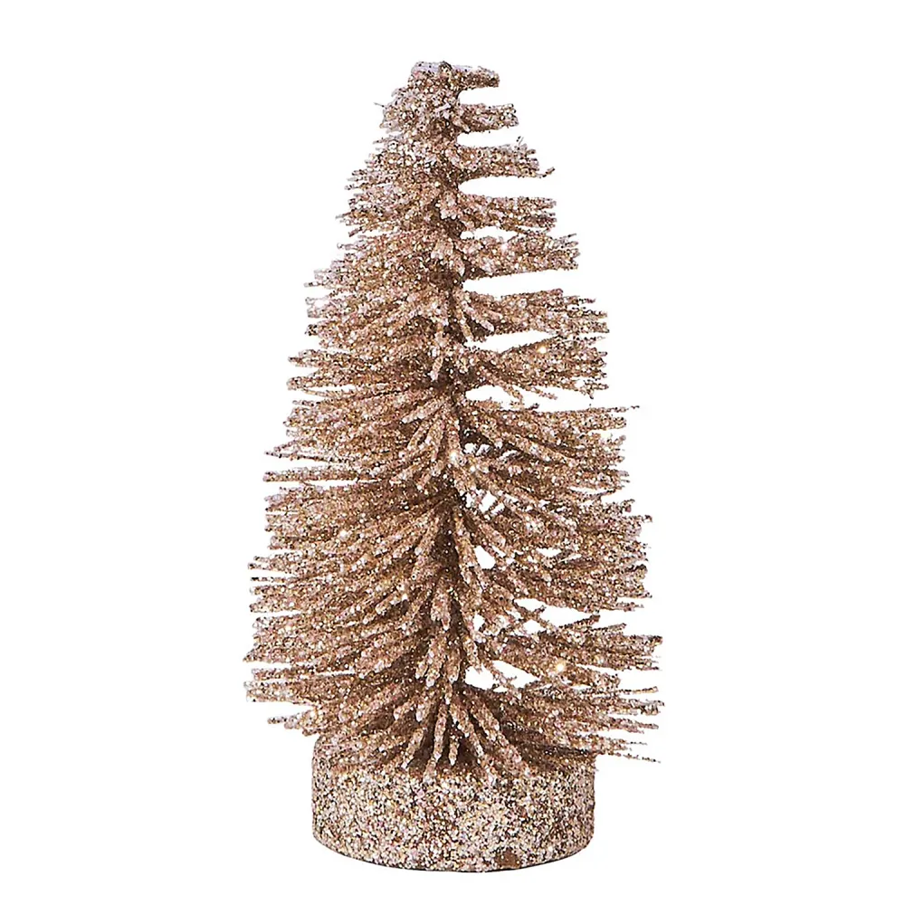 X-MAS brad de Craciun sclipitor 12 cm, crem