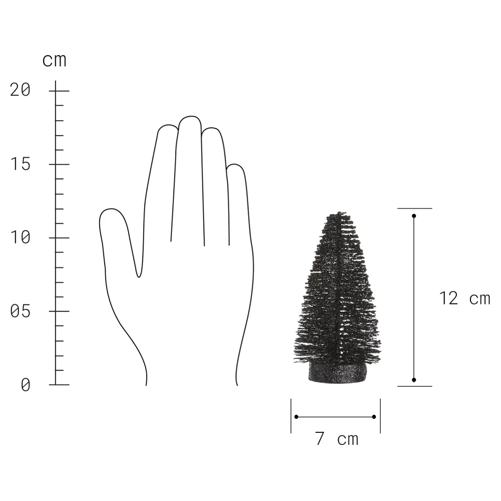 X-MAS brad de Craciun sclipitor 12 cm, negru
