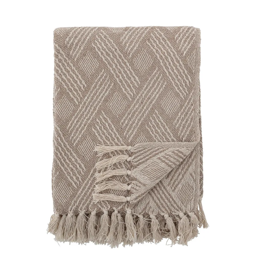 Bloomingville Ghina Pătură din bumbac reciclat Nature Throw