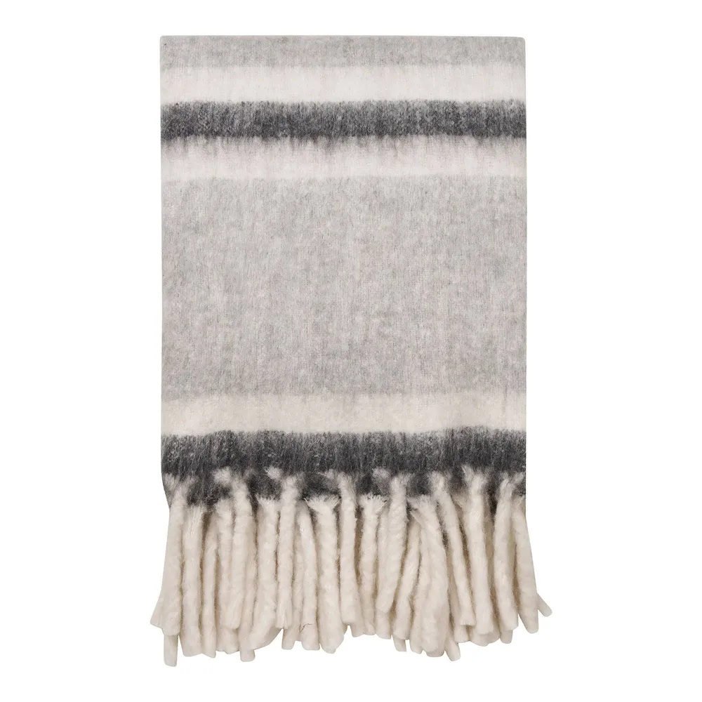 Carmel Pled din mix de lana, gri/alb 130x170 cm