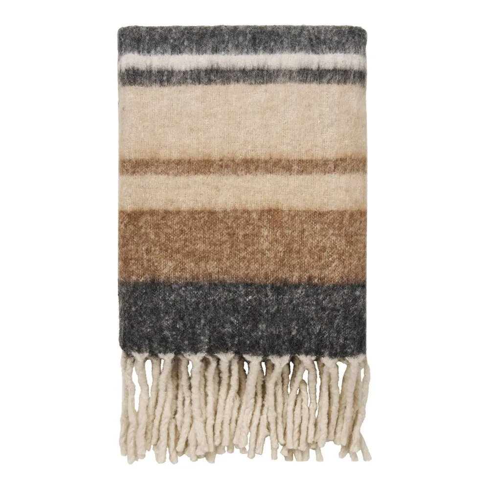 Carmel Pled din mix de lana, negru/maro 130x170 cm