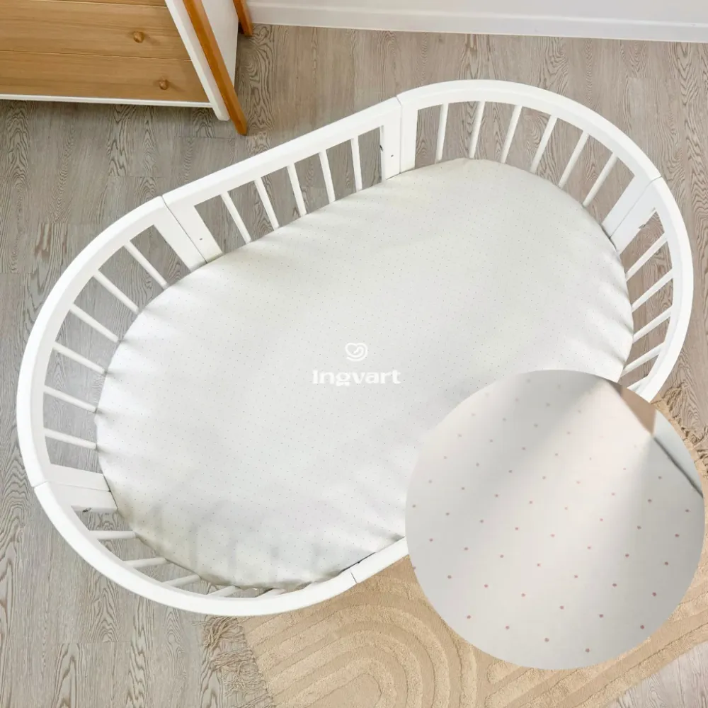 Cearceaf Alb Picouri Roz Patut Mic Oval Smart 72x72 cm