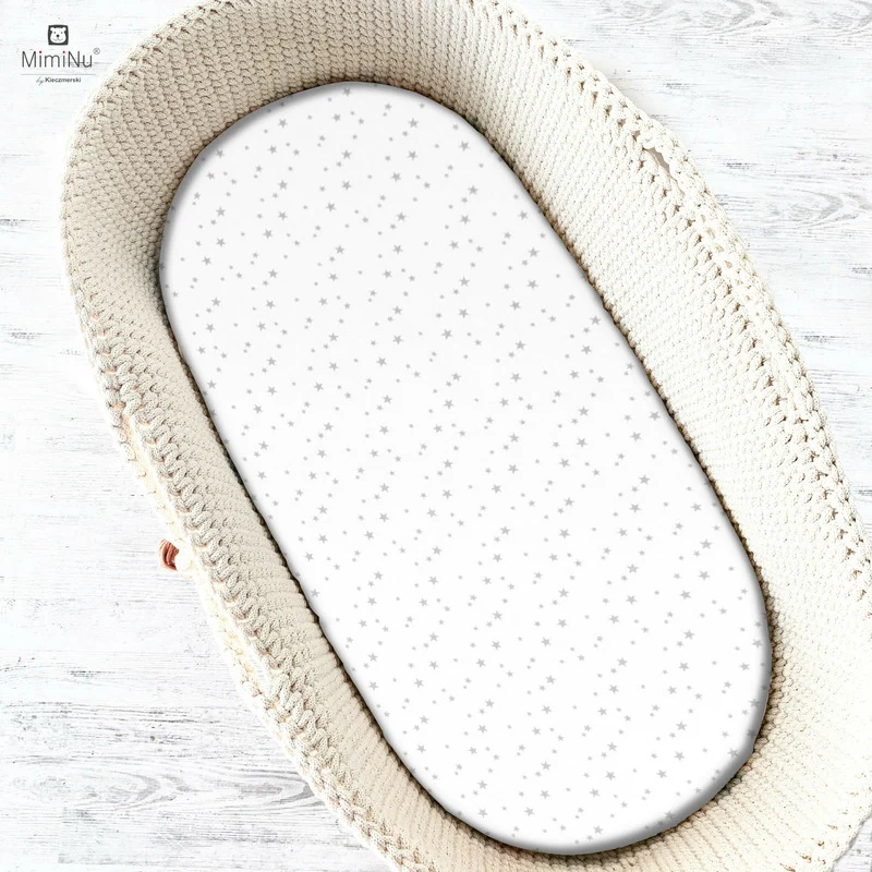 Cearceaf cu elastic, MimiNu, Pentru landou, carucior si cosulet, Dimensiune 80x35 cm, Din bumbac certificat Oeko Tex Stand...