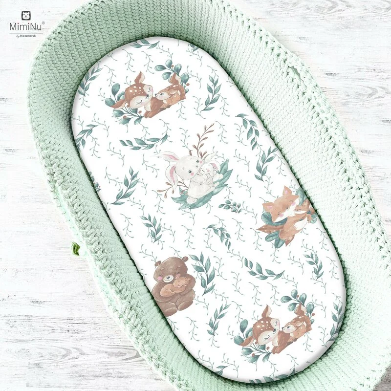 Cearceaf cu elastic, MimiNu, Pentru landou, carucior si cosulet, Dimensiune 80x35 cm, Din bumbac certificat Oeko Tex Stand...