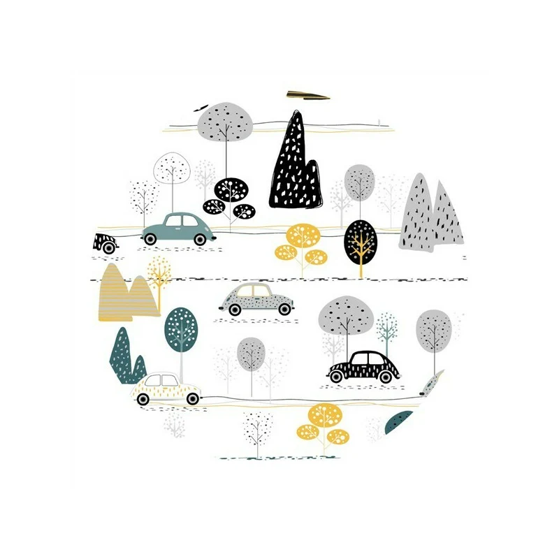Cearceaf cu elastic, MimiNu, Pentru pat 160x80 cm, Din bumbac certificat Oeko Tex Standard 100, Childrens Journey Grey