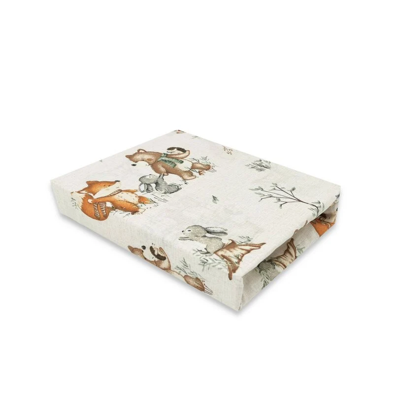 Cearceaf cu elastic, MimiNu, Pentru patut 140X70 cm, Din bumbac certificat Oeko Tex Standard 100, Design, Time fun