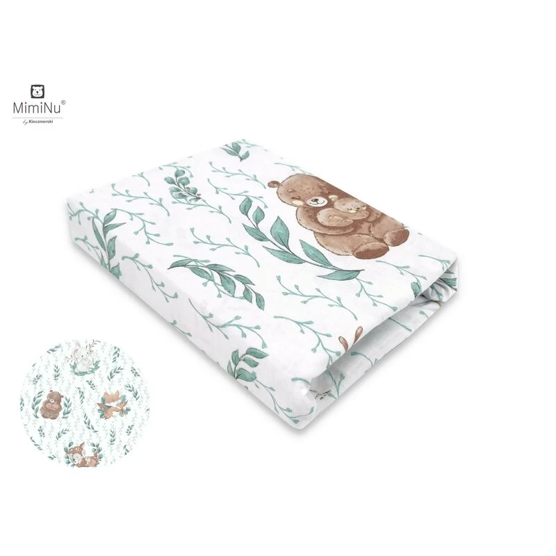 Cearceaf cu elastic, MimiNu, Pentru patut leagan sau patut co-sleeper, Dimensiune 90x40 cm, Din bumbac certificat Oeko Tex...