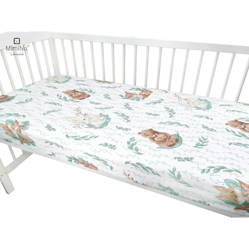 Cearceaf cu elastic, MimiNu, Pentru patut leagan sau patut co-sleeper, Dimensiune 90x40 cm, Din bumbac certificat Oeko Tex...