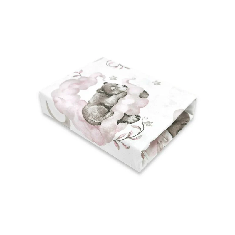 Cearceaf cu elastic, Qmini, Pentru patut co-sleeper, Aurora, Dimensiune 76 x 43 cm, Din bumbac certificat Oeko Tex Standar...