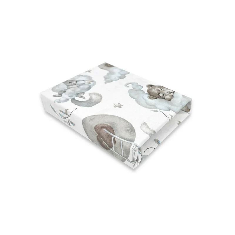 Cearceaf cu elastic, Qmini, Pentru patut co-sleeper, Aurora, Dimensiune 76 x 43 cm, Din bumbac certificat Oeko Tex Standar...