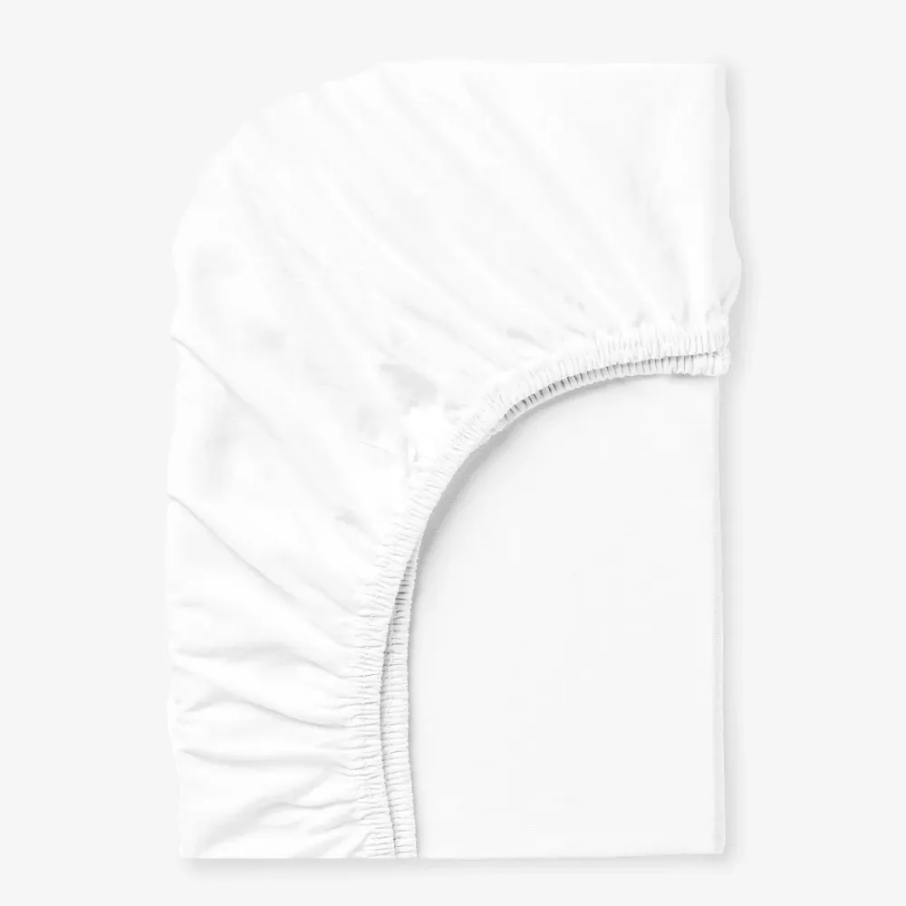 Cearsaf de pat cu elastic ALB 180/200/25 cm 100% bumbac ranforce