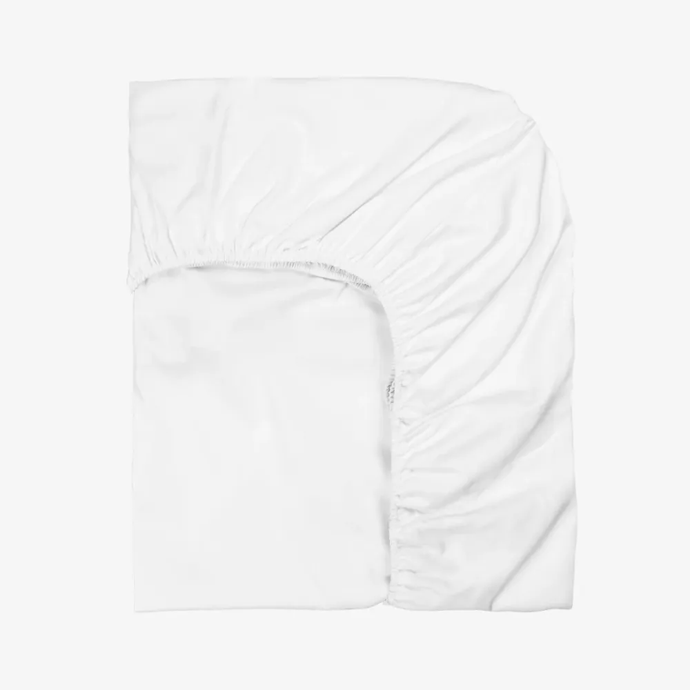 Cearsaf de pat cu elastic SATEEN ALB 160/200/25 cm 100% bumbac satinat