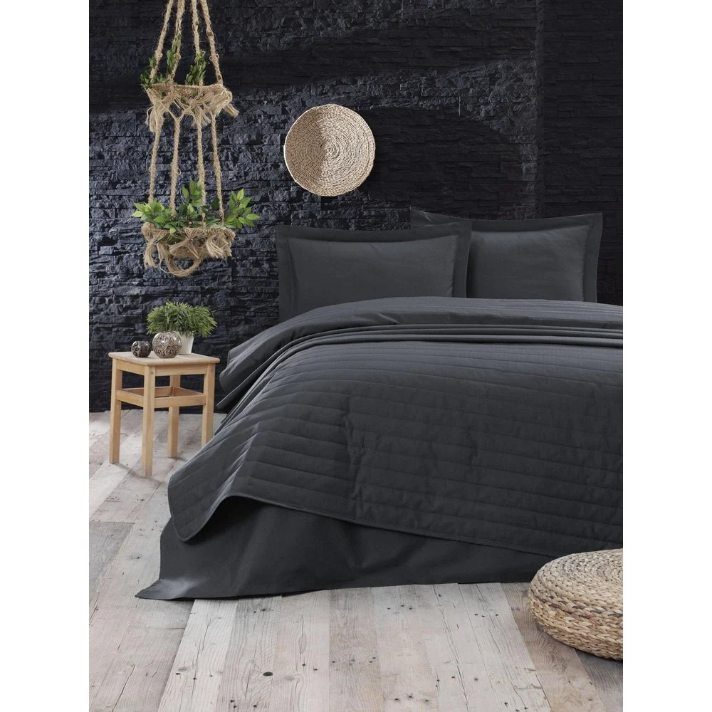 Cuvertură de pat double, Gri, 220 x 240 cm,65% Bumbac