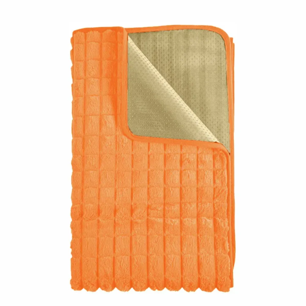 Cuvertura Canapea, Naimeed D4881L, 70x240cm, poliester, pufoasa, matlasata, Portocaliu