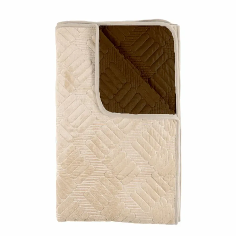 Cuvertura Canapea, Naimeed D4894L, 70x240cm, poliester, pufoasa, matlasata, Crem