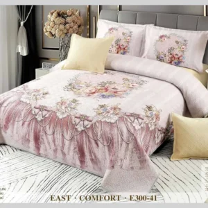 Cuvertura Matlasata din Catifea, 3D cu 5 Piese, Roz/Flori-D3462