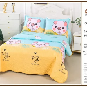 Cuvertura De Pat 3 Piese, din Bumbac Satinat, Baby Pig-A5915