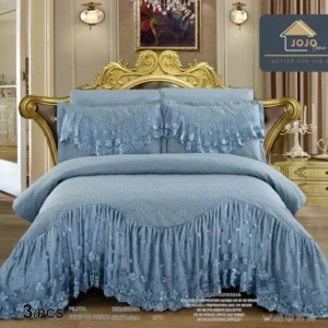 Cuvertura 3 Piese de Lux, din Bumbac Finet Premium, Bleu