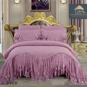 Cuvertura 3 Piese de Lux, din Bumbac Finet Premium, Lila Închis-C8875