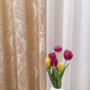 Draperie 19524/7101, tafta cu mătase, model clasic, bej auriu