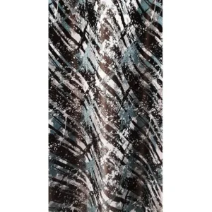 Draperie 21048/4102, tafta, turquoise/ alb/ gri/ negru