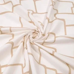 Draperie 646 CVK 209, fond alb cu model geometric olive