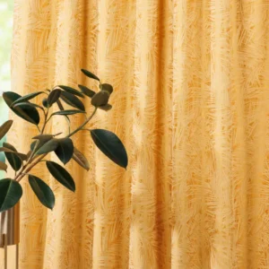 Draperie Allegro 10, galben muștar, cu model vegetal