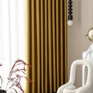 Draperie catifea Velvet 224, galben muștar, mătase
