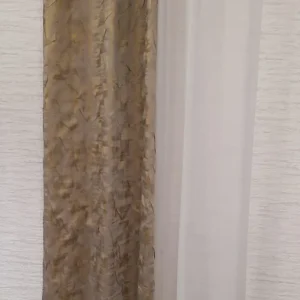 Draperie Harmony 04, model gofrat, galben muștar și gri